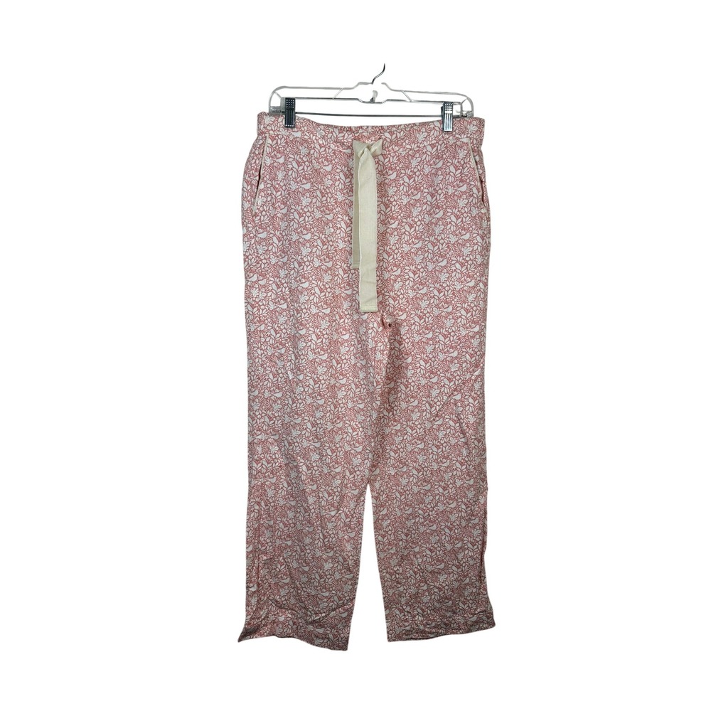 Boden Pajama Pants Women Size 10 Pink Floral Bird Print Excellent Cotton Lounge